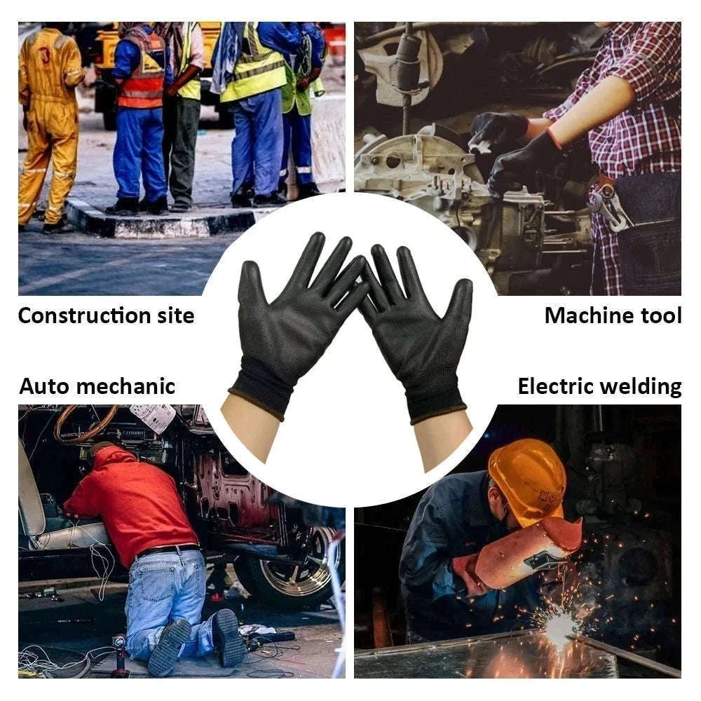 Breathable Polyurethane Work Gloves for Grip and Comfort-Black 30 pairs / M