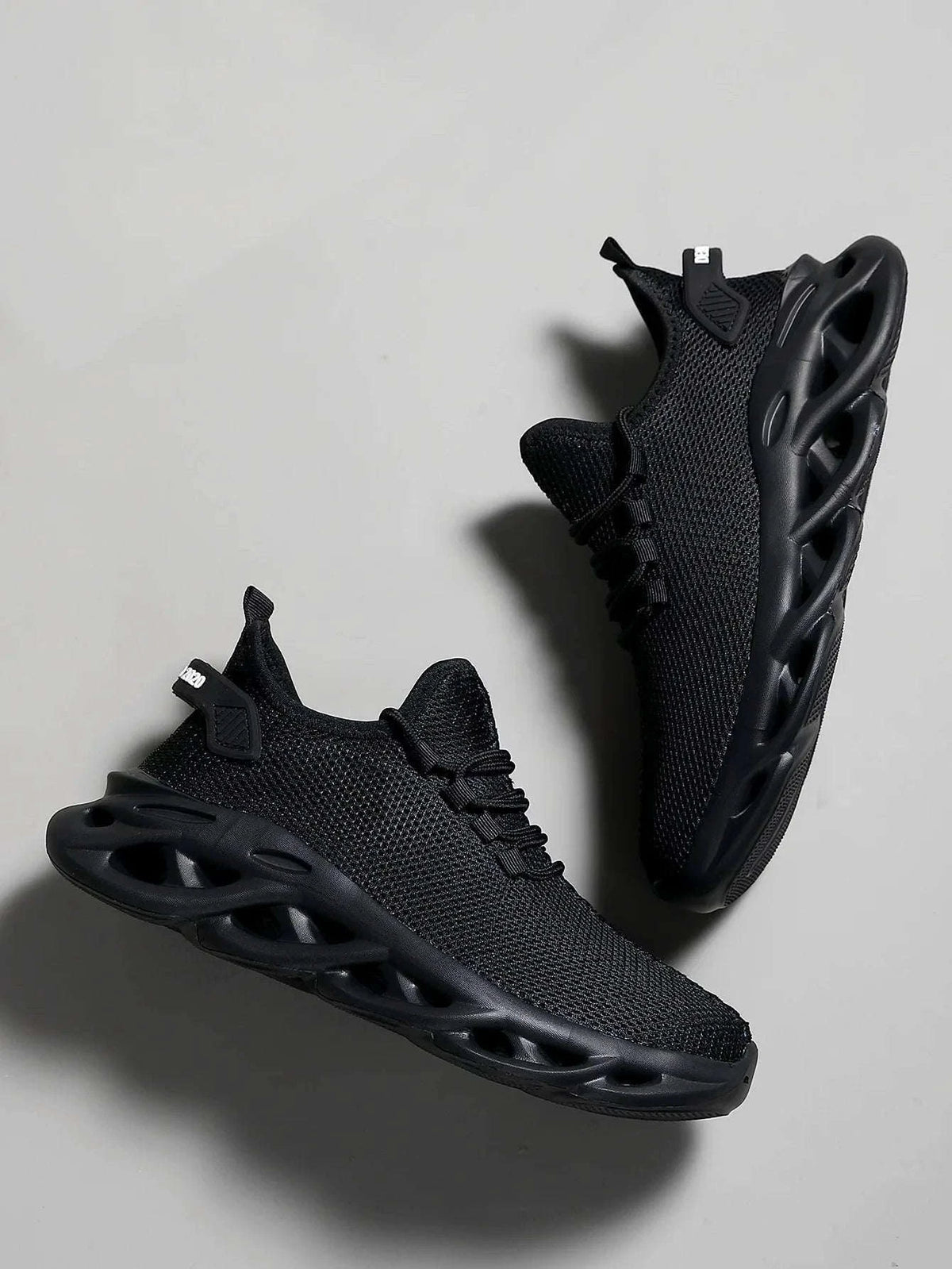 Breathable Running Shoes Lightweight Mesh Sneakers-Black / 44