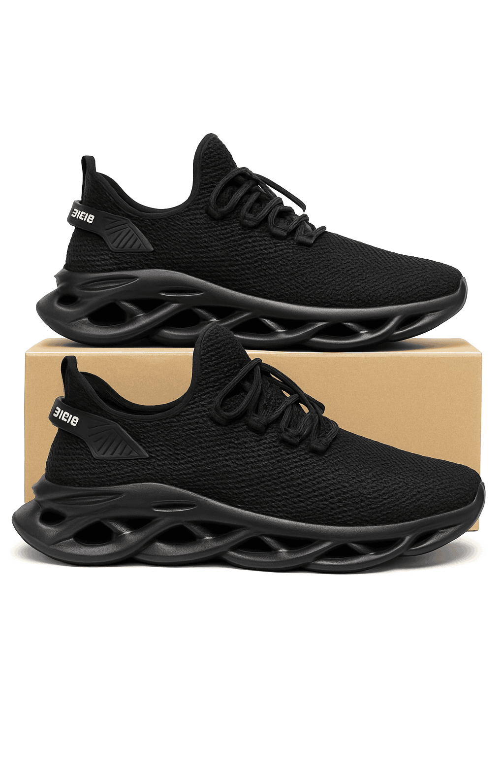 Breathable Running Shoes Lightweight Mesh Sneakers-Black / 44