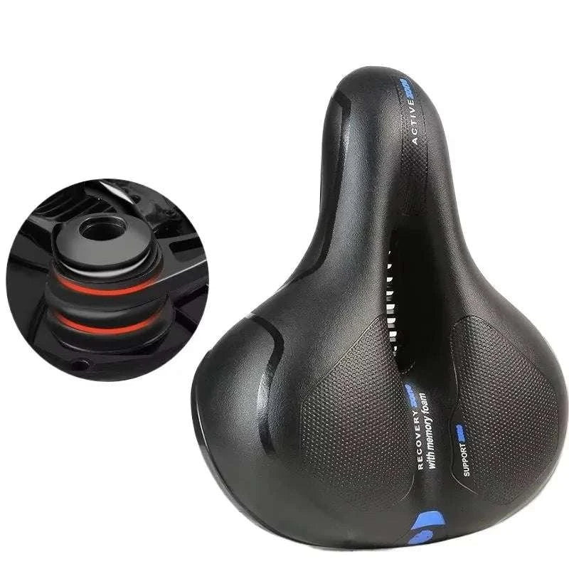 Breathable Shock Absorbing Bike Saddle Wide Comfort Seat MTB Road-Blue
