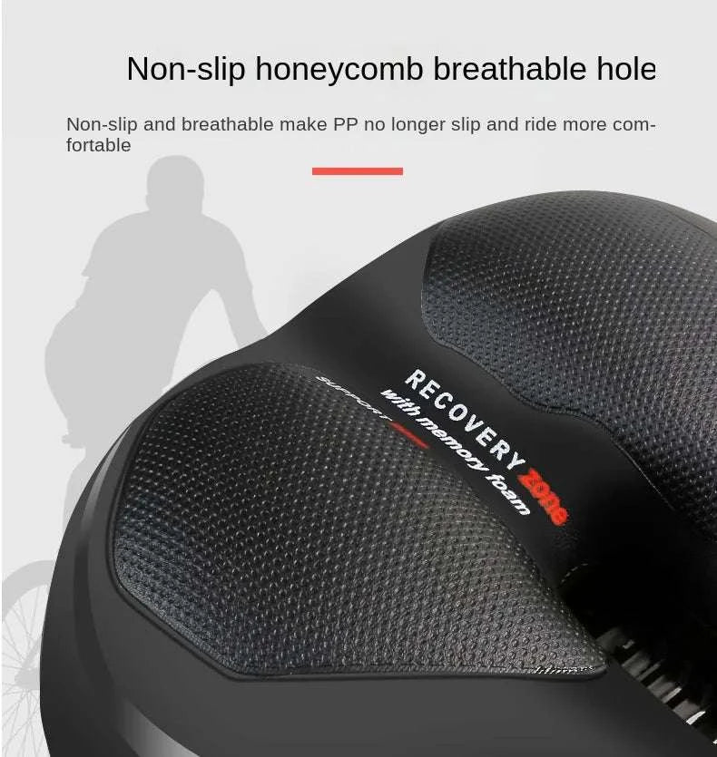 Breathable Shock Absorbing Bike Saddle Wide Comfort Seat MTB Road-Blue