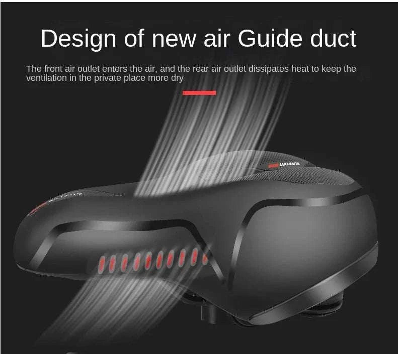 Breathable Shock Absorbing Bike Saddle Wide Comfort Seat MTB Road-Red