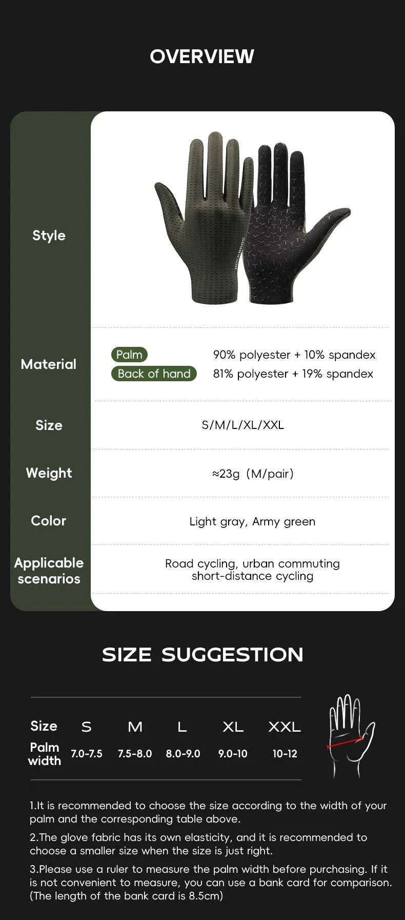 Breathable Touch Screen Cycling Gloves for Men and Women-S376-1GN / XL