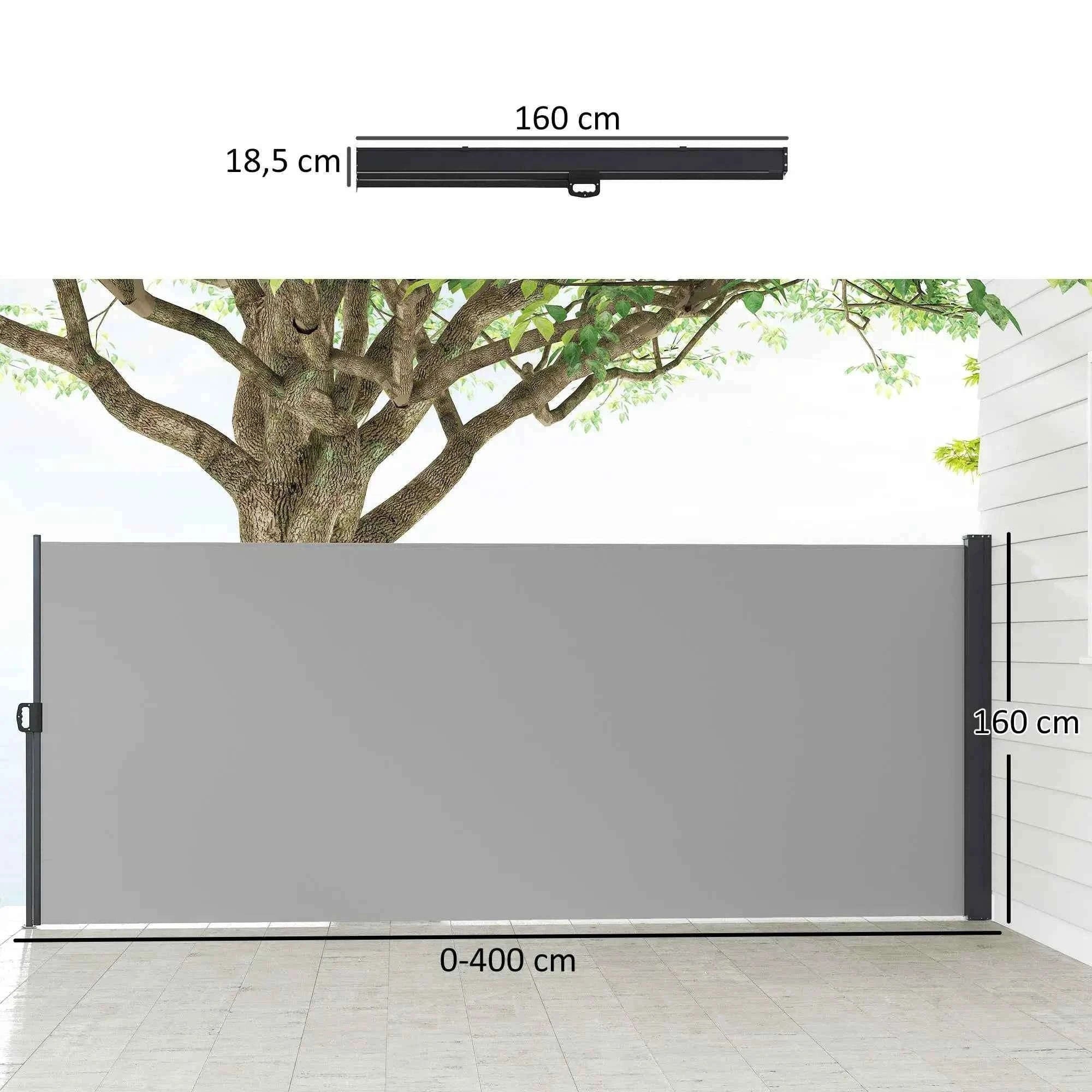 Brise-vue rétractable 400x160 cm gris-france / Light Grey / Option24