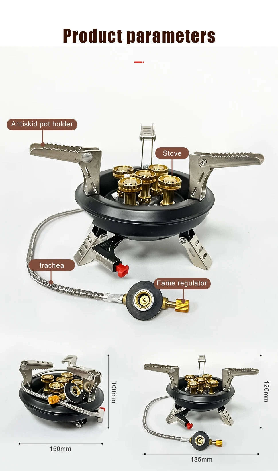 BRS-201A Portable Camping Gas Stove 16000W for Outdoor Cooking-Black