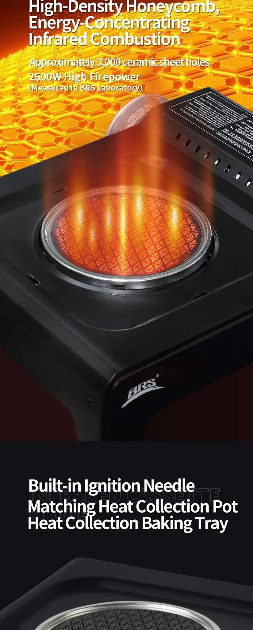 BRS 2600W Infrared Camping Gas Stove with Electronic Ignition-White