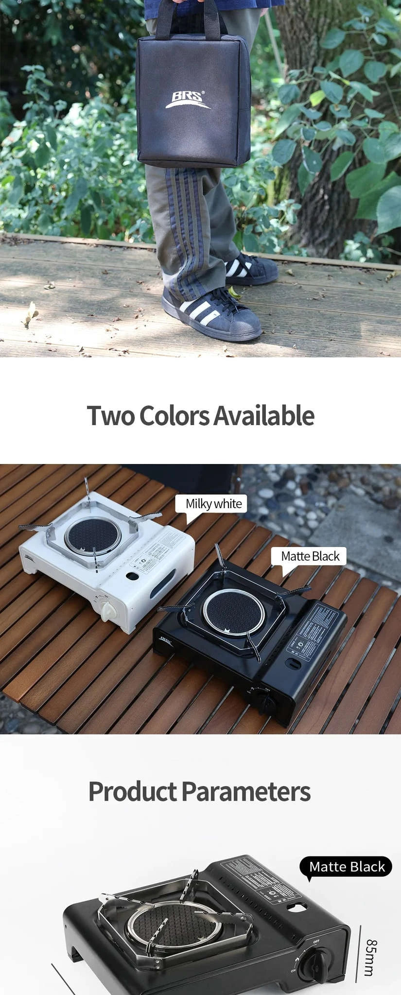 BRS 2600W Infrared Camping Gas Stove with Electronic Ignition-White