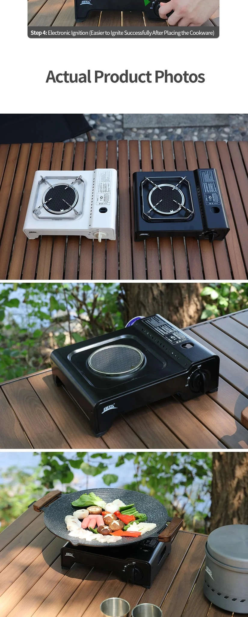 BRS 2600W Infrared Camping Gas Stove with Electronic Ignition-White