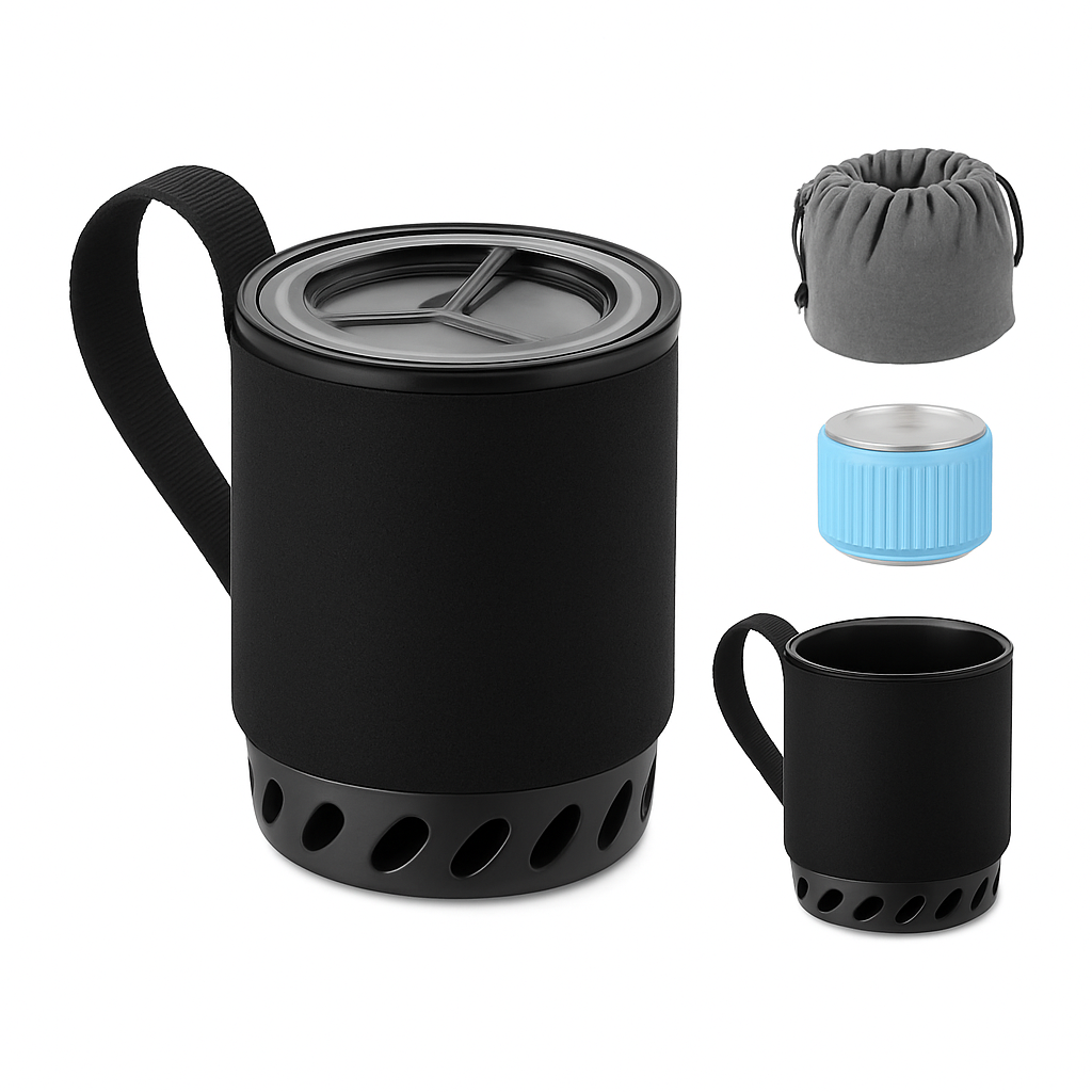 BRS-61 Camping Stove Kit with 1500W Heat Collecting Pot