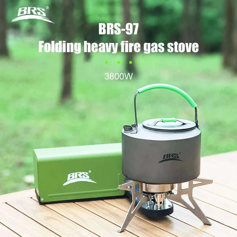 BRS-97 3800W Folding Butane Camping Gas Stove with Ignition-Green