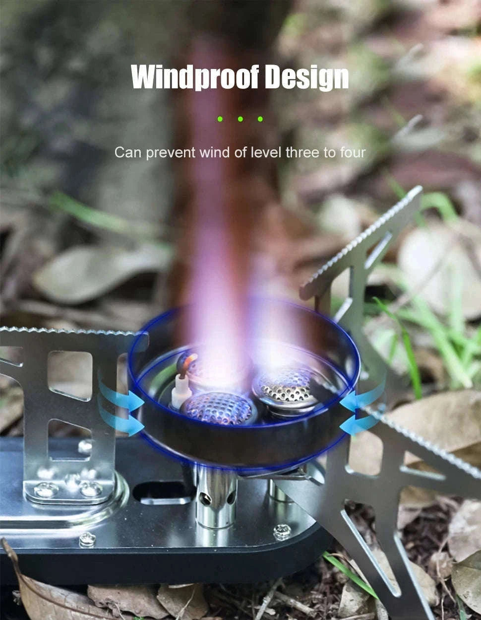 BRS-97 3800W Folding Butane Camping Gas Stove with Ignition-Green