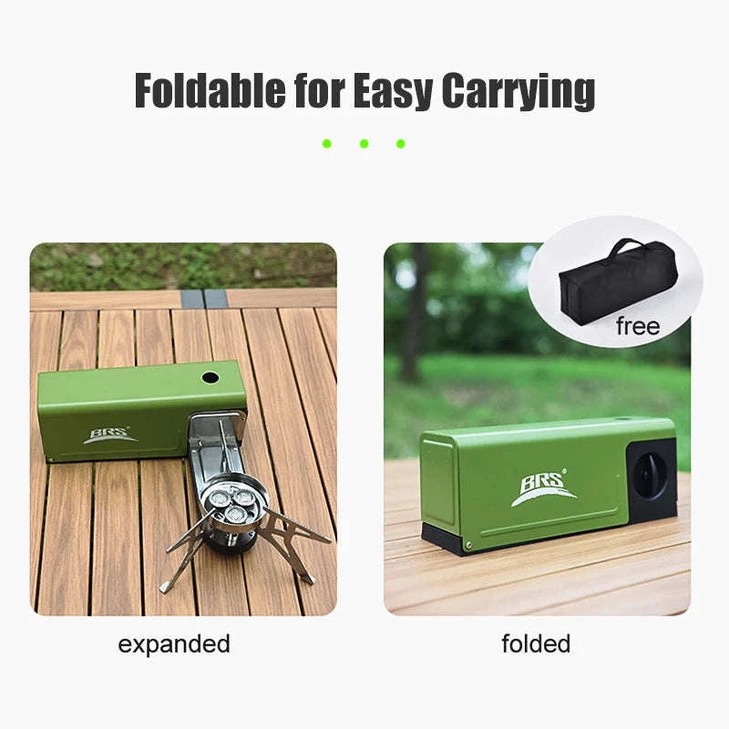 BRS-97 3800W Folding Butane Camping Gas Stove with Ignition-Green