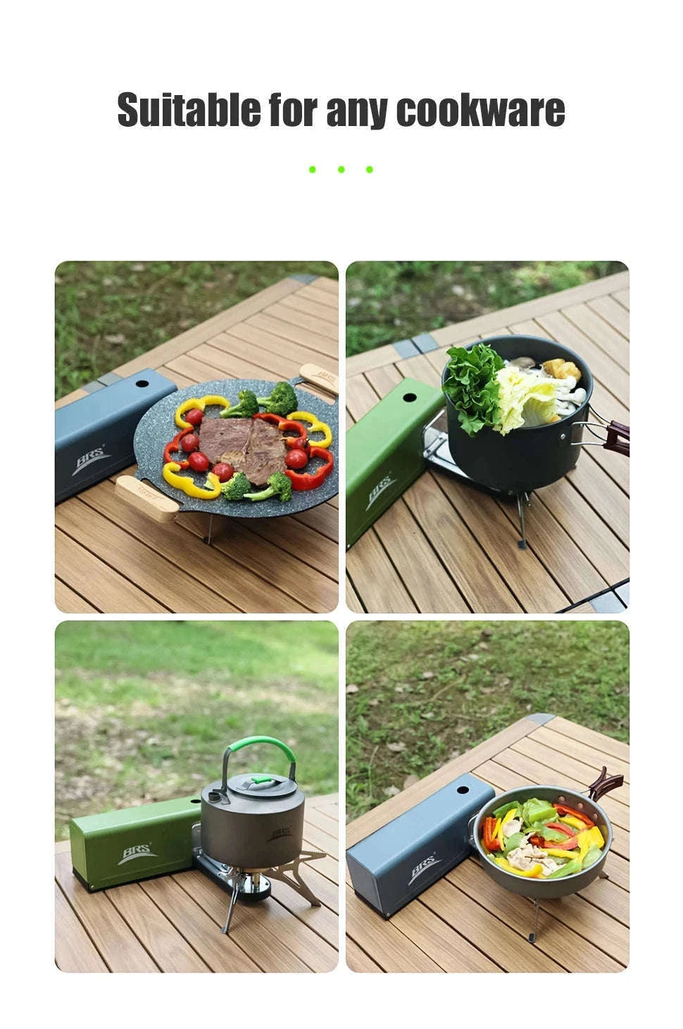 BRS-97 3800W Folding Butane Camping Gas Stove with Ignition-Green