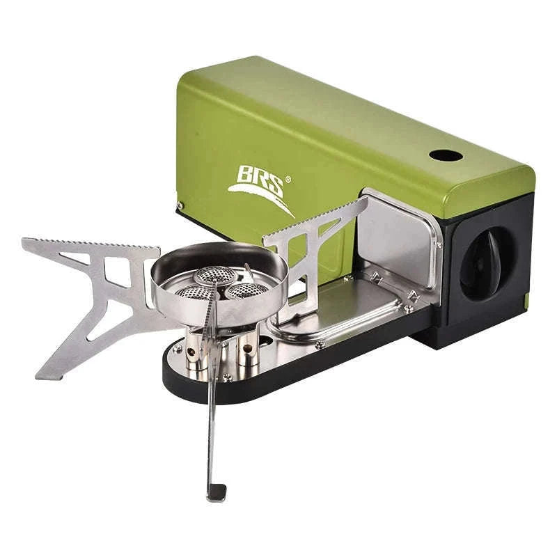 BRS-97 3800W Folding Butane Camping Gas Stove with Ignition-Green