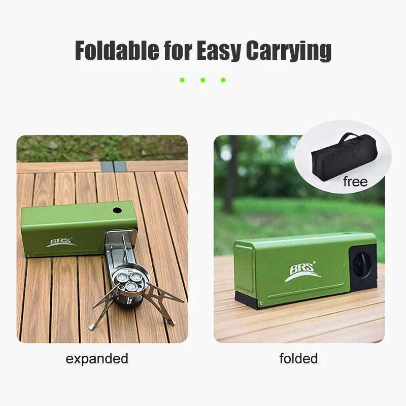 BRS-97 3800W Folding Butane Camping Gas Stove with Ignition-Green