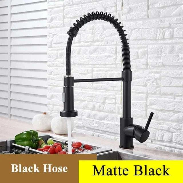 Brushed Nickel Pull Down Kitchen Faucet with Spring Design-Golden / China Mainland