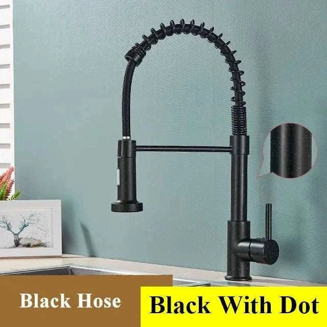 Brushed Nickel Pull Down Kitchen Faucet with Spring Design-Golden / China Mainland