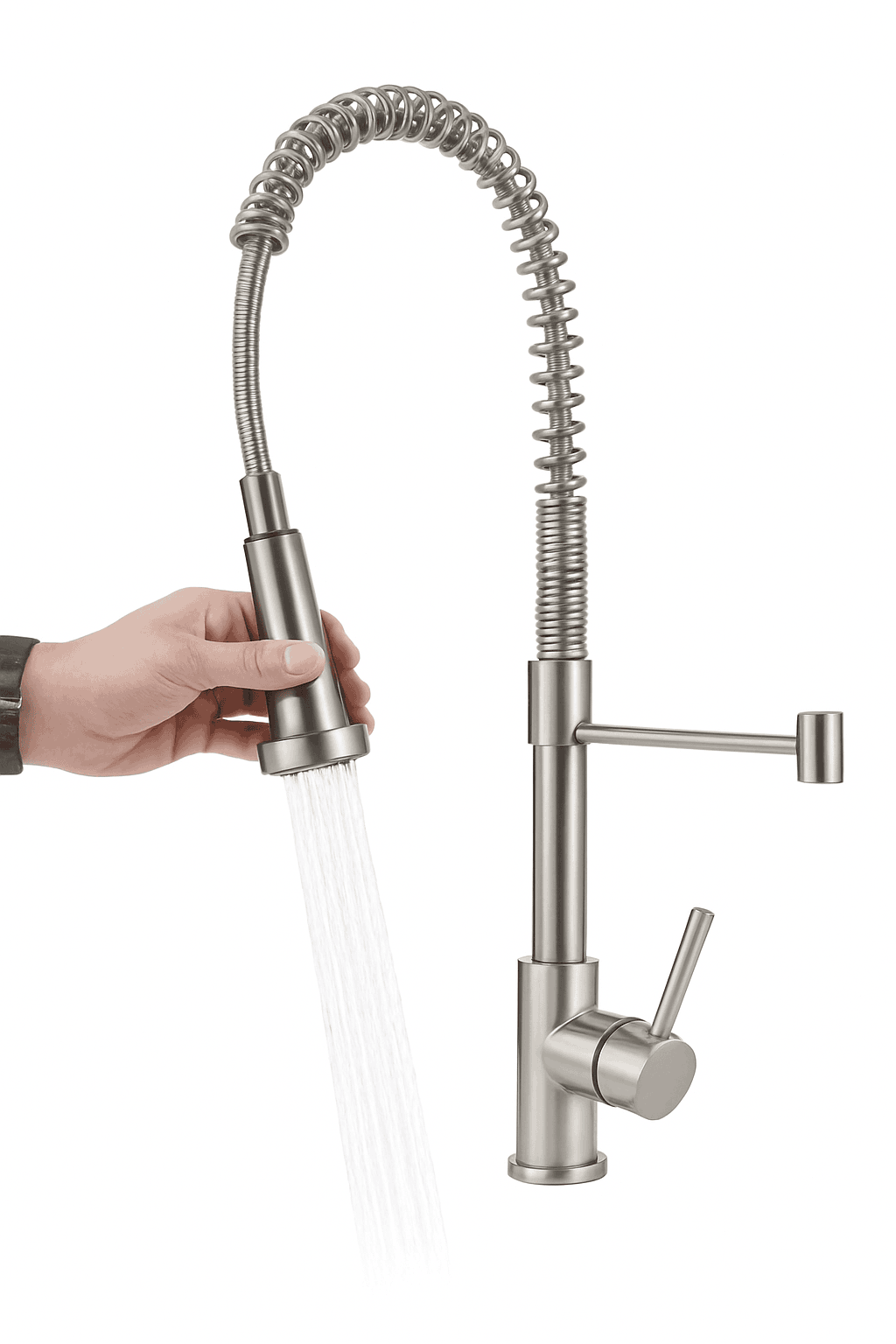 Brushed Nickel Pull Down Kitchen Faucet with Spring Design-Golden / China Mainland