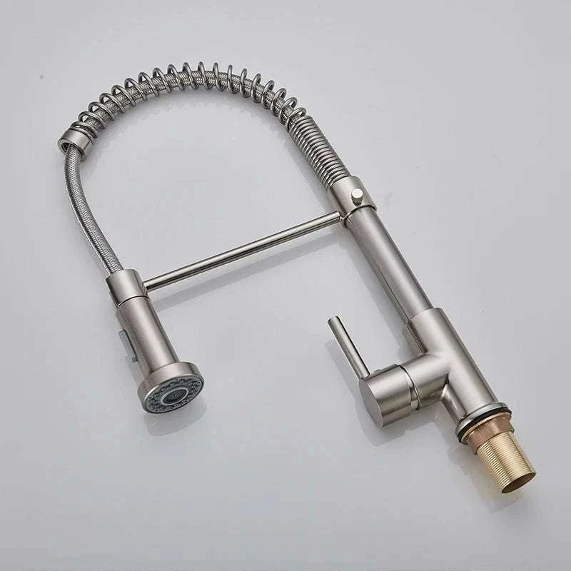 Brushed Nickel Pull Down Kitchen Faucet with Spring Design-Golden / China Mainland