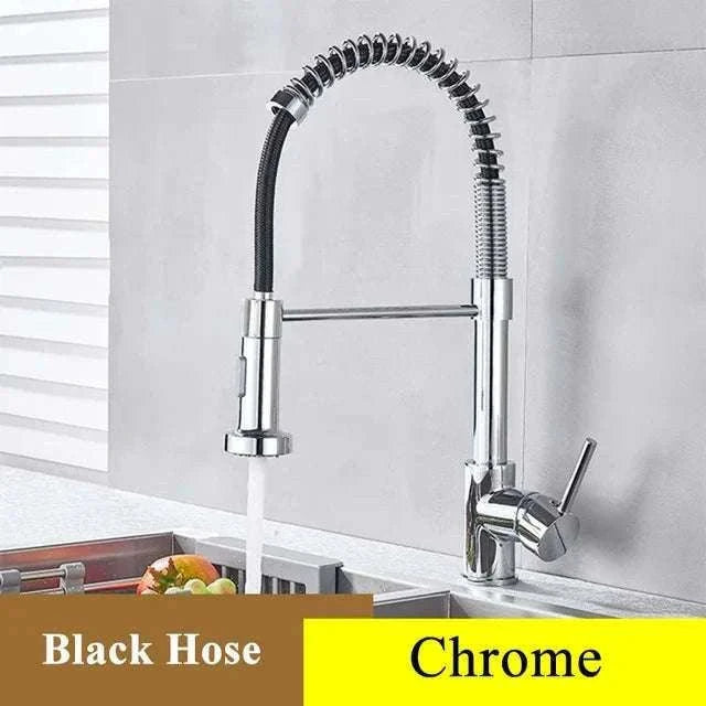 Brushed Nickel Pull Down Kitchen Faucet with Spring Design-Golden / China Mainland
