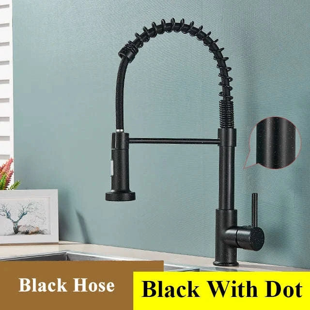 Brushed Nickel Pull Down Kitchen Faucet with Spring Design-Golden / United States