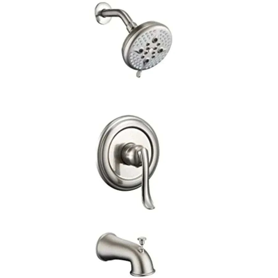Brushed Nickel Shower Faucet Set with Tub Spout & Valve-United States / BrushedNickel