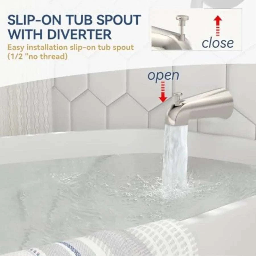 Brushed Nickel Shower Faucet Set with Tub Spout & Valve-United States / BrushedNickel
