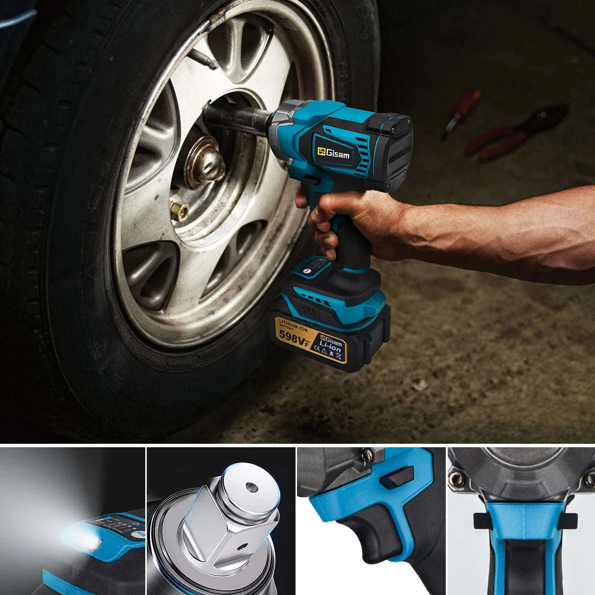 Brushless Electric Impact Wrench Compatible with Makita 18V Batteries-1 Battery PlasticBox / GERMANY