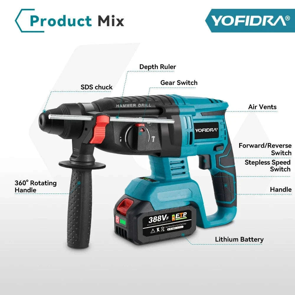 Brushless Electric Rotary Hammer for Fast Home Drilling-Without Battery-A / Australia