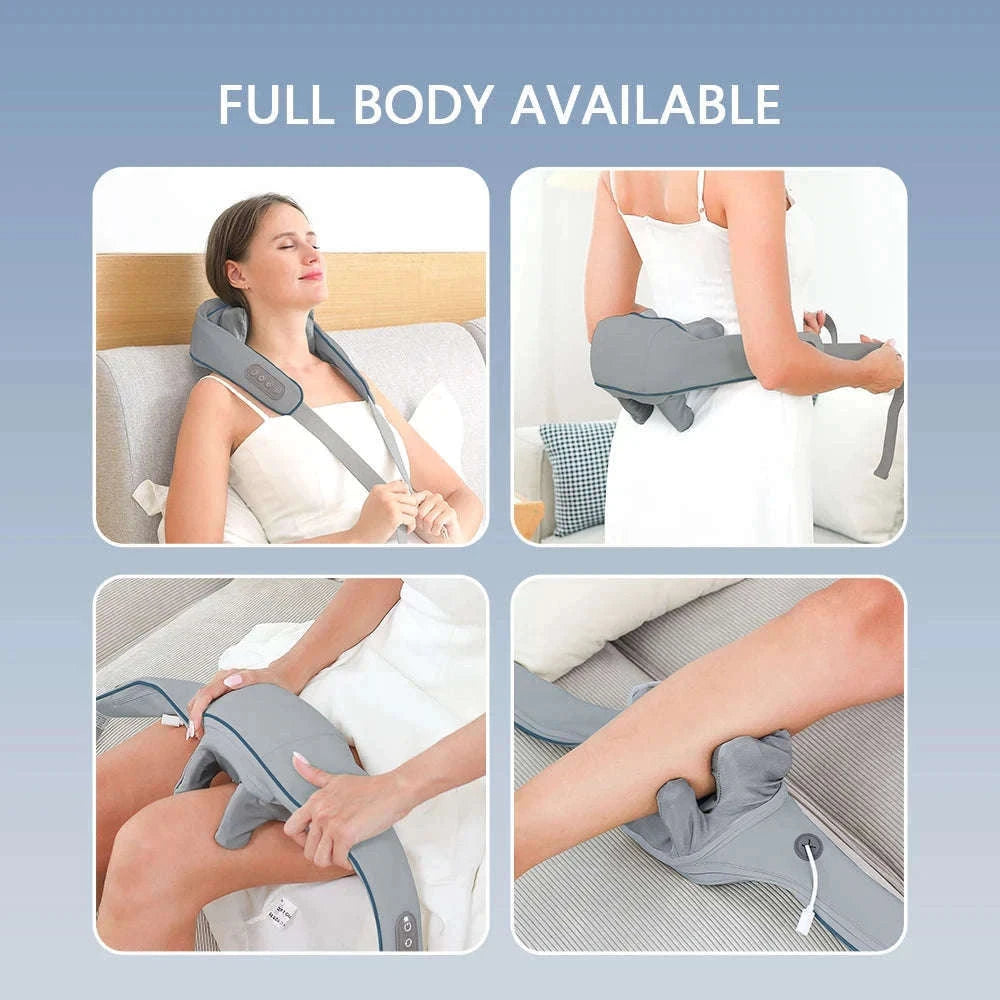 Brushless Neck & Shoulder Massager with Heat and Hands-Free Fit-26W-White