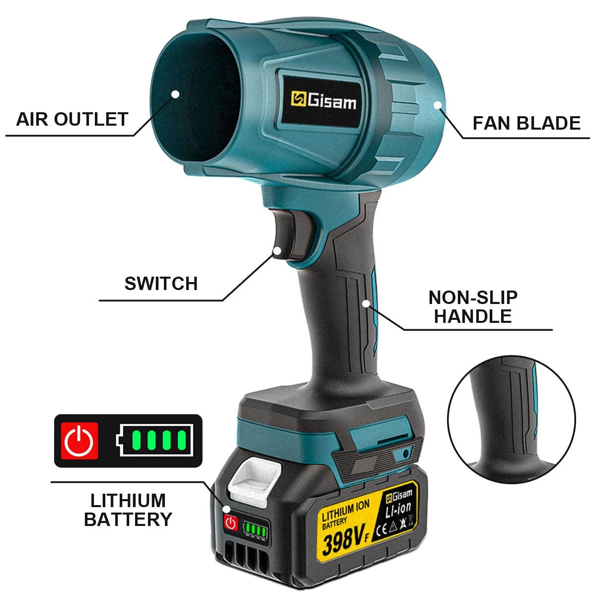 Brushless Turbo Jet Fan 1500W Cordless Air Blower for Makita 18V-No Battery No Plug / Poland