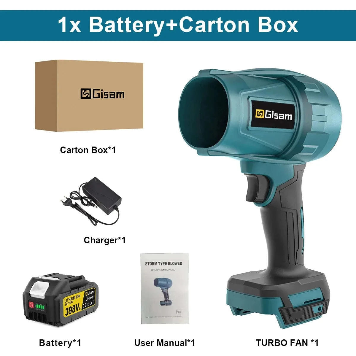 Brushless Turbo Jet Fan 1500W Cordless Air Blower for Makita 18V-No Battery No Plug / Poland