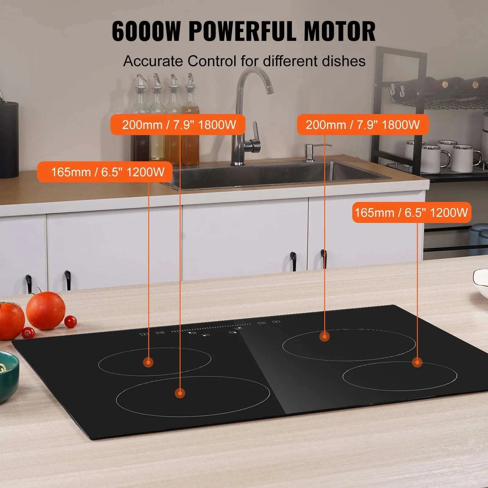 Built-In Electric Cooktop Ceramic Glass 2–5 Burner Stove-30inch 7200W / United States