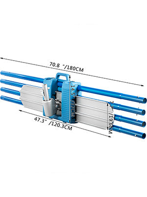 Concrete Bull Float Kit 1200x200mm with 4 Handles Round End Trowel