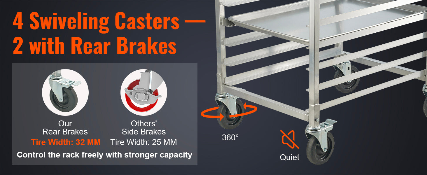 Commercial Bun Pan Rack with Brake Wheels for 10/20 Sheet Pans