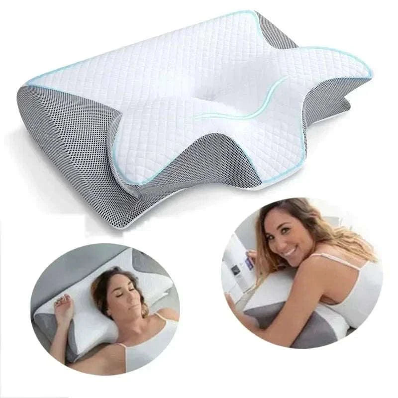 Butterfly Memory Foam Neck Pillow for Pain‑Relief Comfort-black / As show