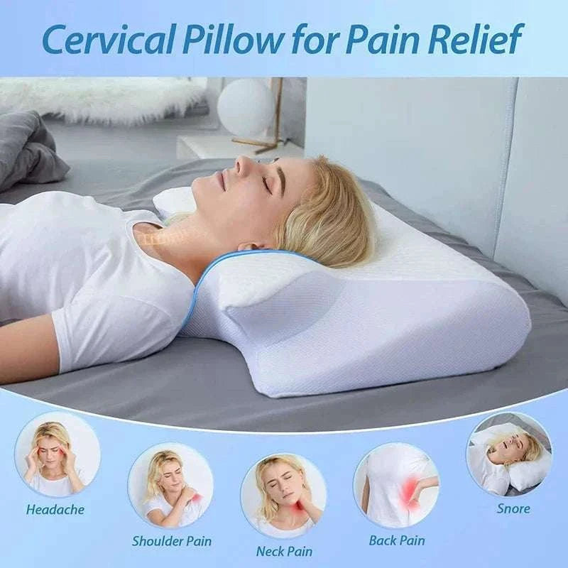 Butterfly Memory Foam Neck Pillow for Pain‑Relief Comfort-black / As show