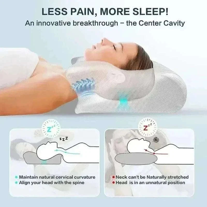 Butterfly Memory Foam Neck Pillow for Pain‑Relief Comfort-black / As show