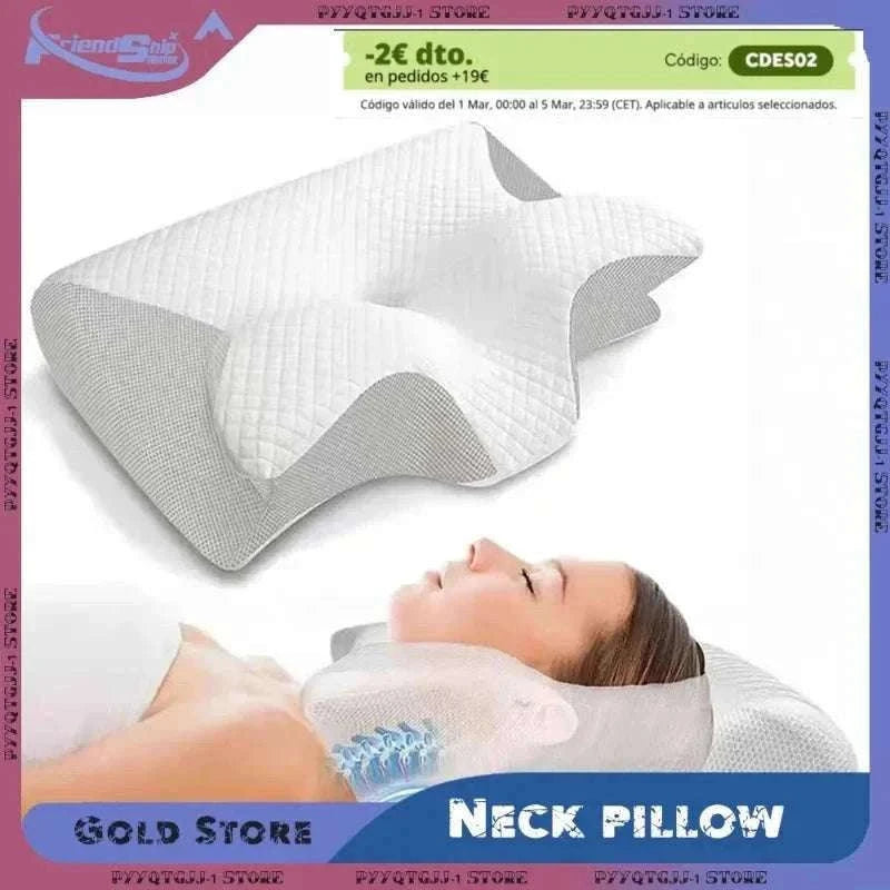 Butterfly Memory Foam Neck Pillow for Pain‑Relief Comfort-black / As show