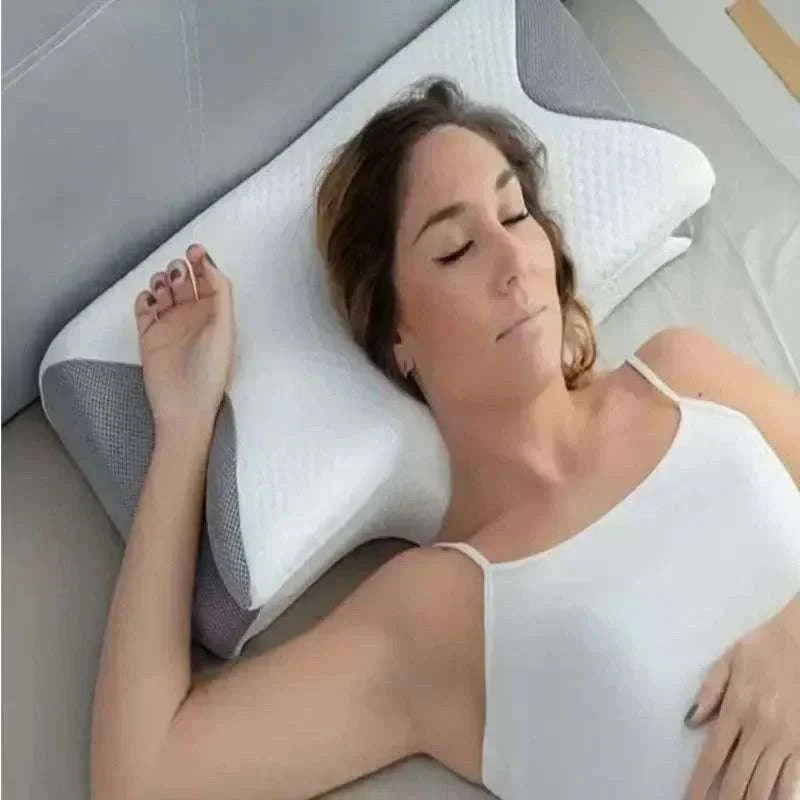 Butterfly Memory Foam Neck Pillow for Pain‑Relief Comfort-black / As show