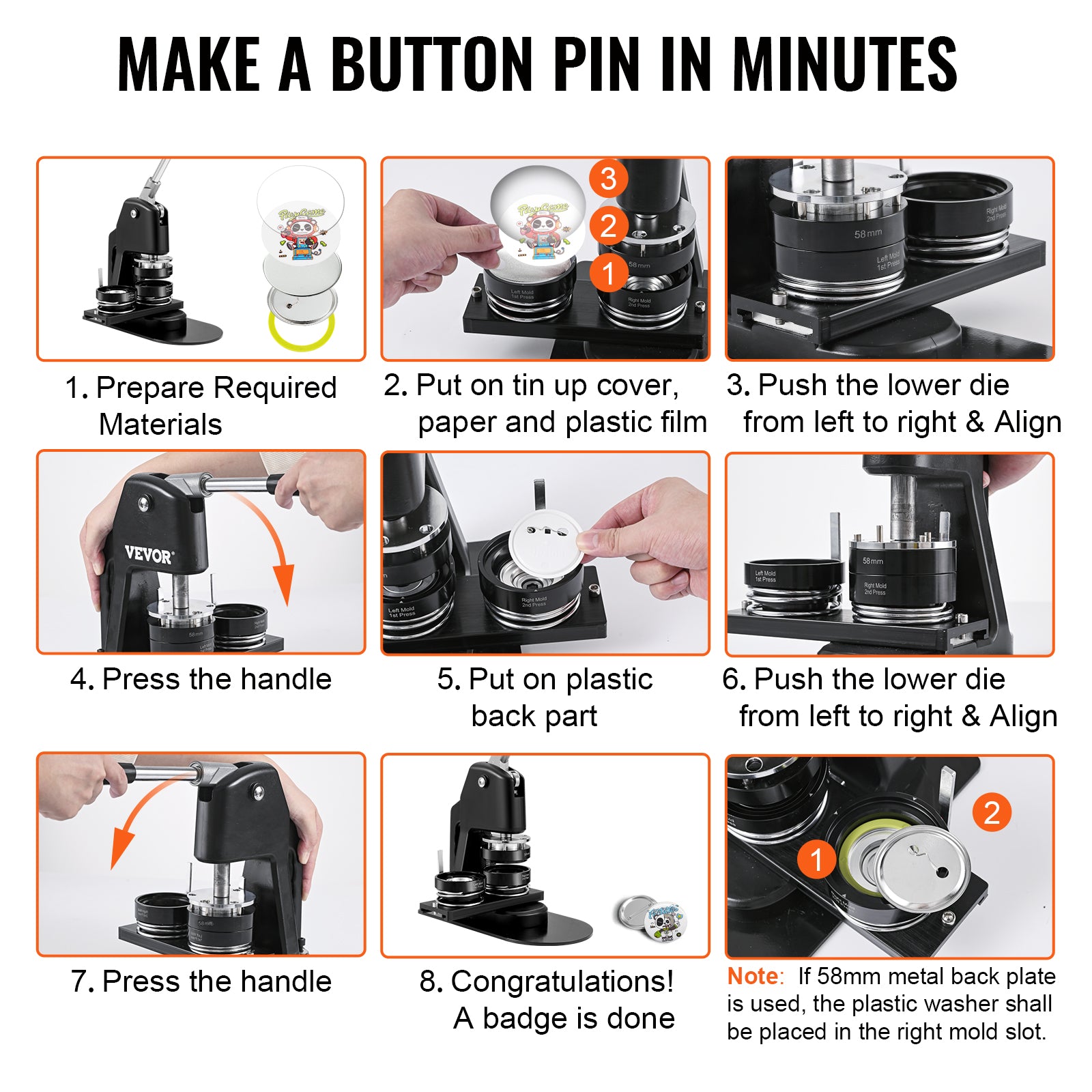 2-in-1 Button Badge Maker Machine Kit with 500pcs Parts