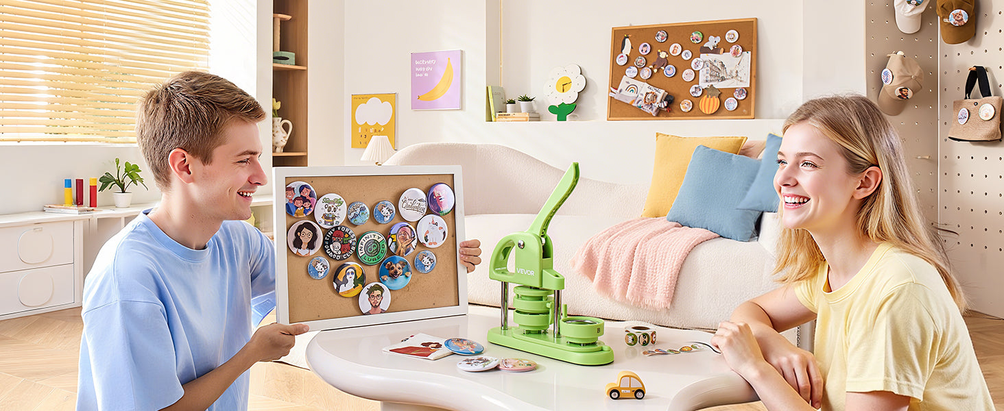 Button Maker Machine Kit with 100 Parts, Cutter & Ergonomic Handle