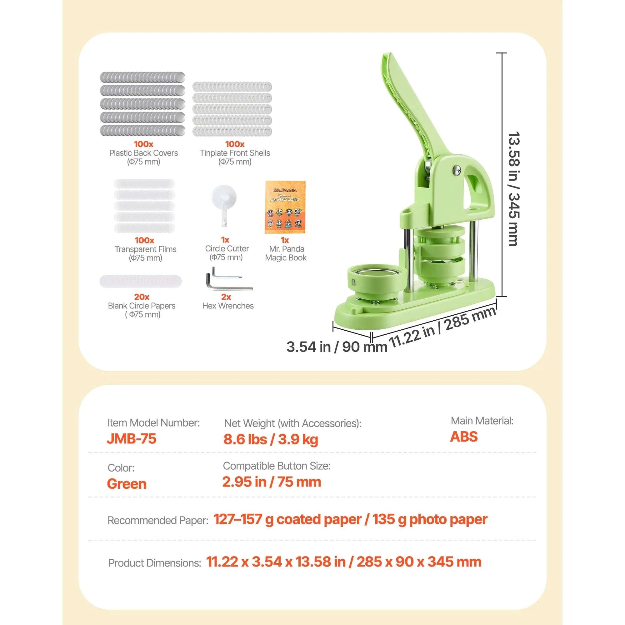 Button Maker Machine Kit with 100 Parts, Cutter & Ergonomic Handle-R A Green 58mm / france