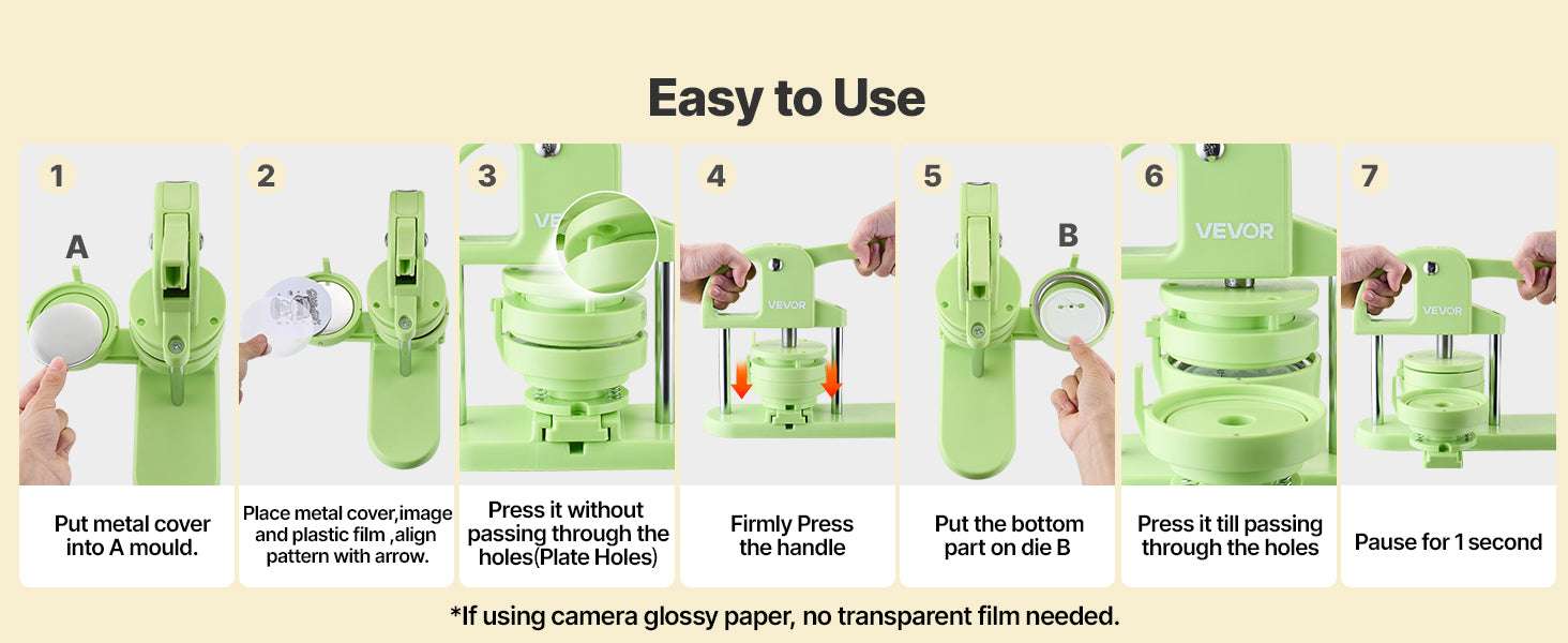 Button Maker Machine Kit with 100 Parts, Cutter & Ergonomic Handle-R A Green 58mm / france
