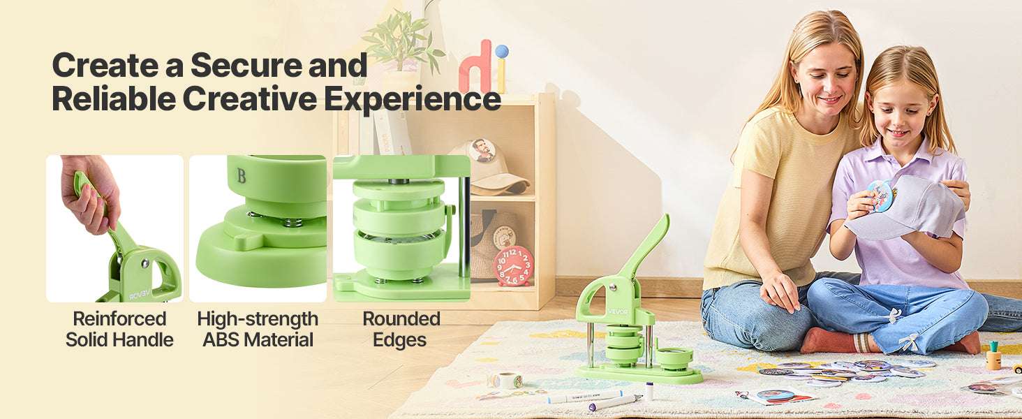 Button Maker Machine Kit with 100 Parts, Cutter & Ergonomic Handle-R A Green 58mm / france