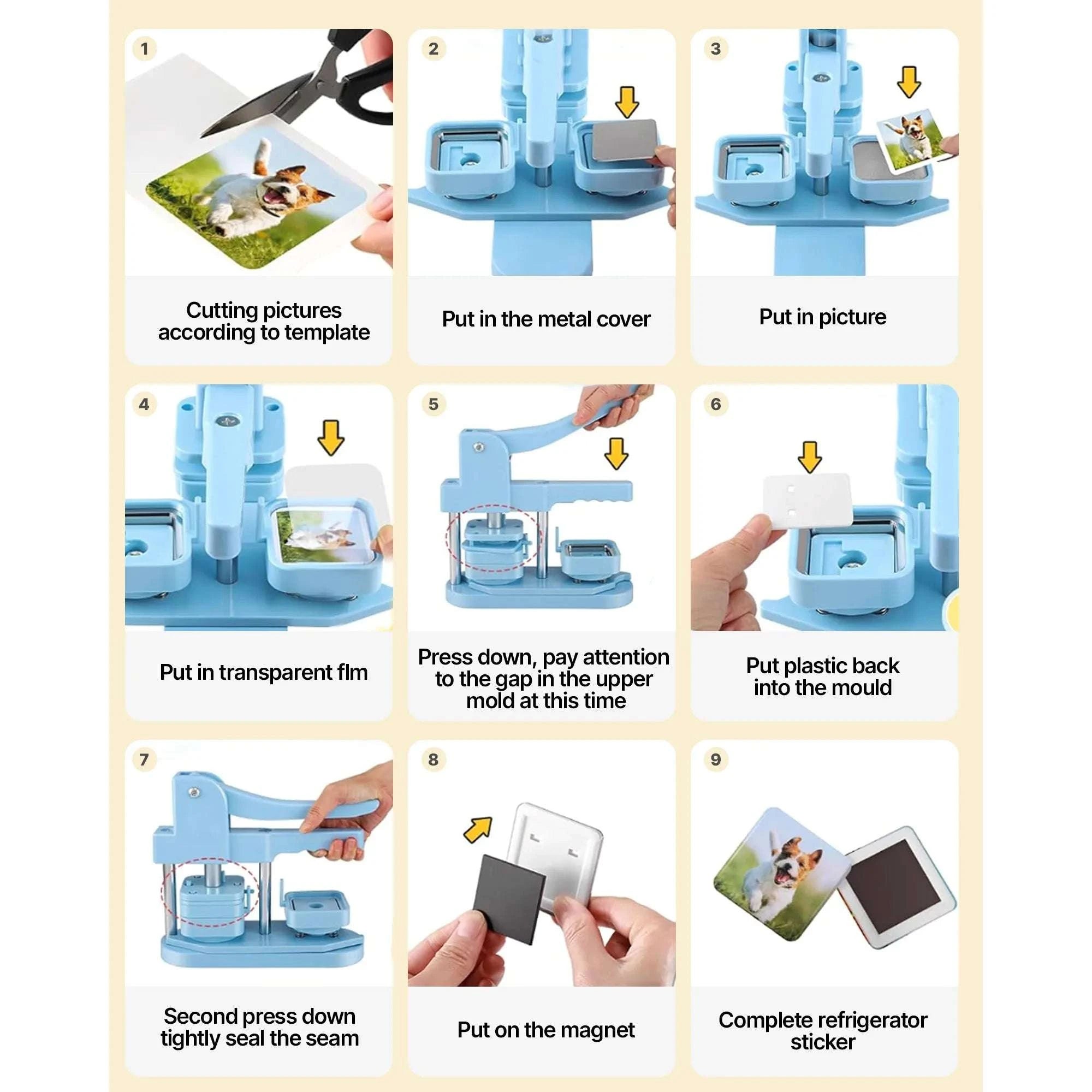 Button Maker Machine Kit with 100 Parts, Cutter & Ergonomic Handle-R A Green 58mm / france