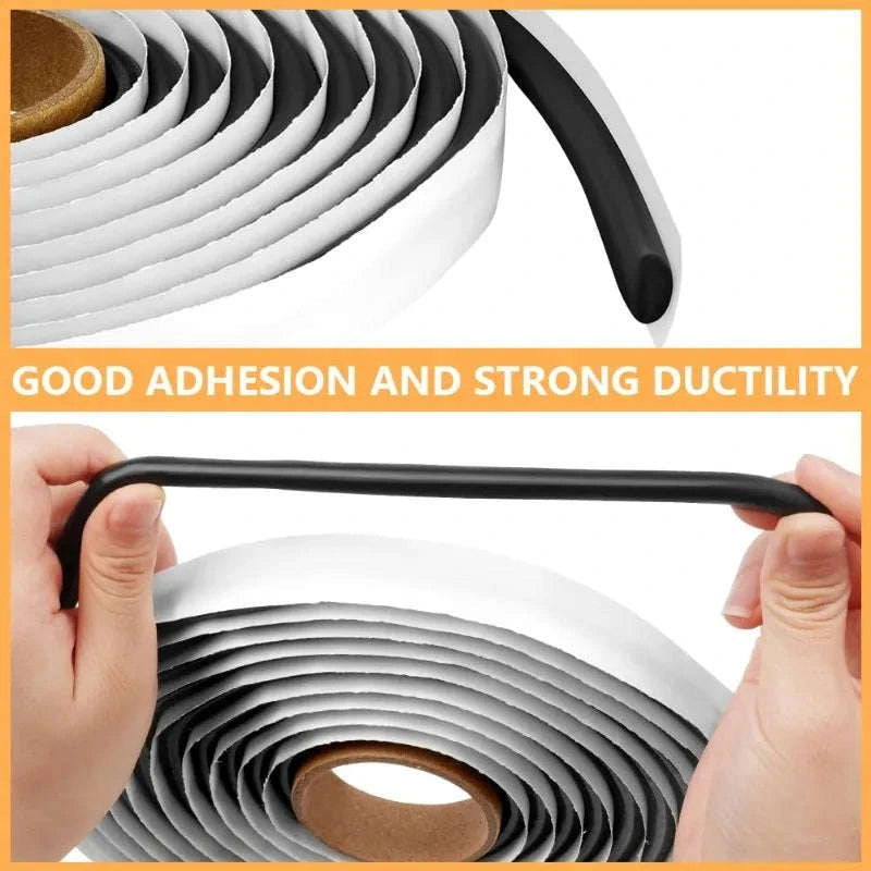Butyl Rubber Sealant Tape 4m Waterproof Black Adhesive Coil-2PCS