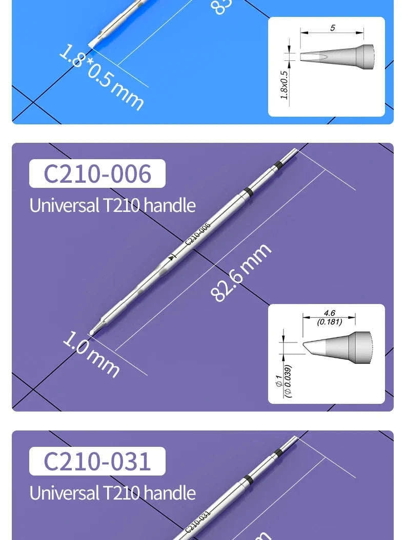 C210 Soldering Tips for T210 Handle – Precision Nozzle Set-C210-108