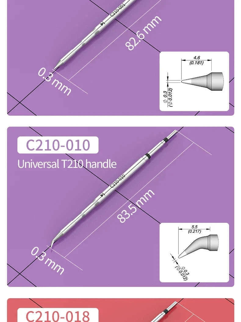 C210 Soldering Tips for T210 Handle – Precision Nozzle Set-C210-108
