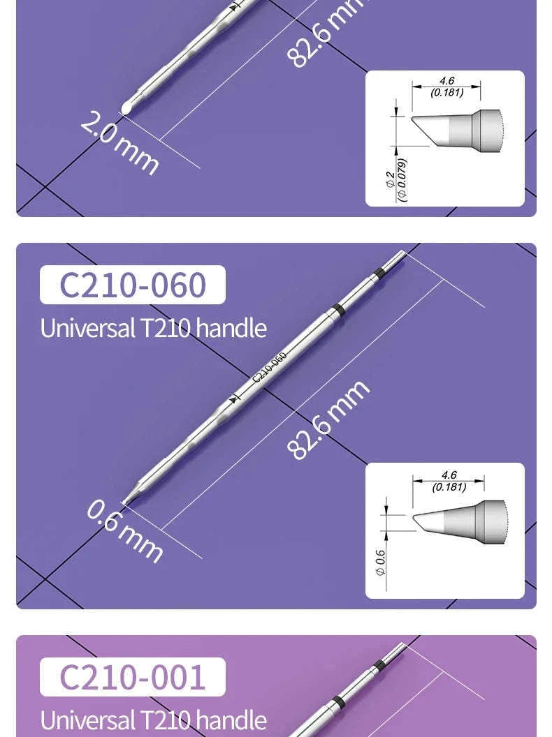 C210 Soldering Tips for T210 Handle – Precision Nozzle Set-C210-108